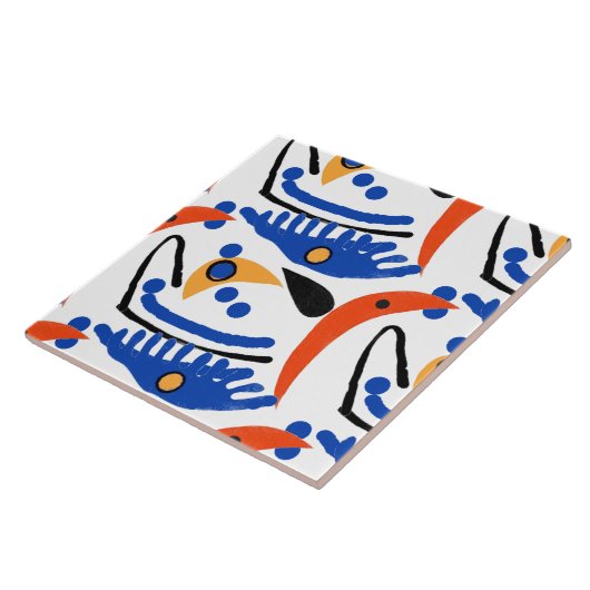 Colorful Fauvist Shapes Ceramic Tile Tegeltje (Zijkant)