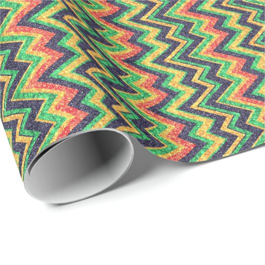 Colorful Faux Glitter Chevron Zigzag Pattern 2 Cadeaupapier (Rol Hoek)