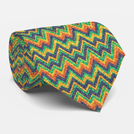 Colorful Faux Glitter Chevron Zigzag Pattern Stropdas (Opgerold)