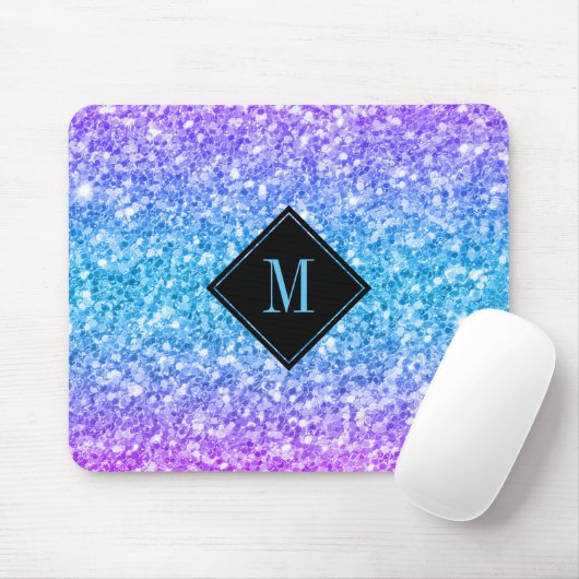 Colorful Faux Glitter Monogram Muismat (Met muis)