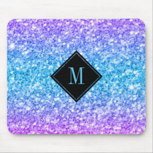 Colorful Faux Glitter Monogram Muismat