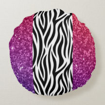 Colorful Faux Glitter Zebra Print Sierkussen