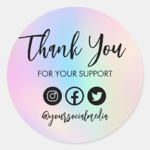 Colorful Faux Holo Trendy Thank You Media Insert Ronde Sticker