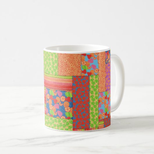 Colorful Faux Patchwork of Summer Fruits Patronen Koffiemok (Voorkant rechts)