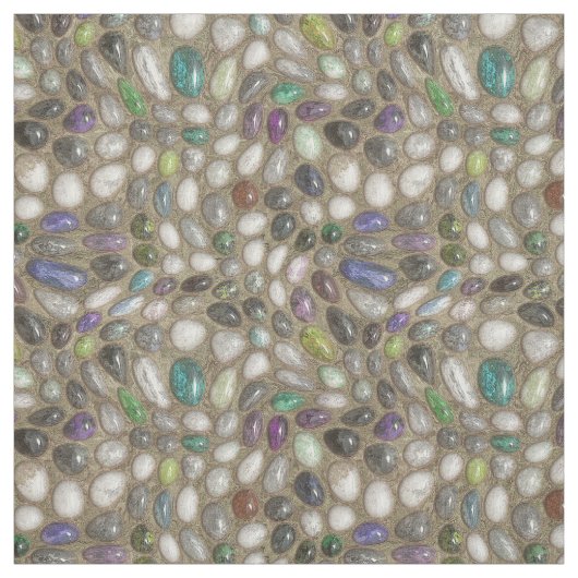 Colorful Faux Shiny 3D Rock Stones Pattern Stof (Swatch)