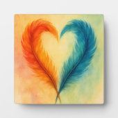Colorful Feather Heart Watercolor Art Fotoplaat (Voorkant)