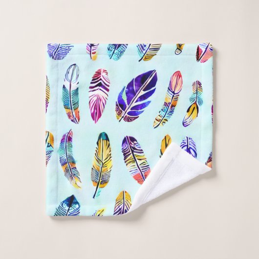 Colorful Feather Pattern Bad Handdoek (Wasdoekje)