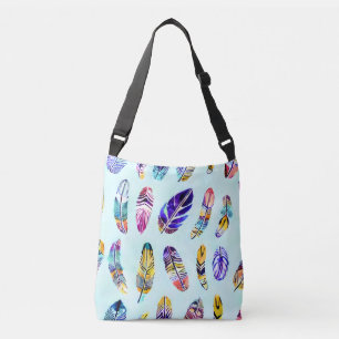 Colorful Feather Pattern Crossbody Tas
