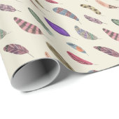 Colorful Feather Pattern - Cute Trendy Modern Cadeaupapier (Rol Hoek)