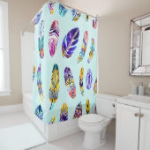 Colorful Feather Pattern Douchegordijn (In situ)