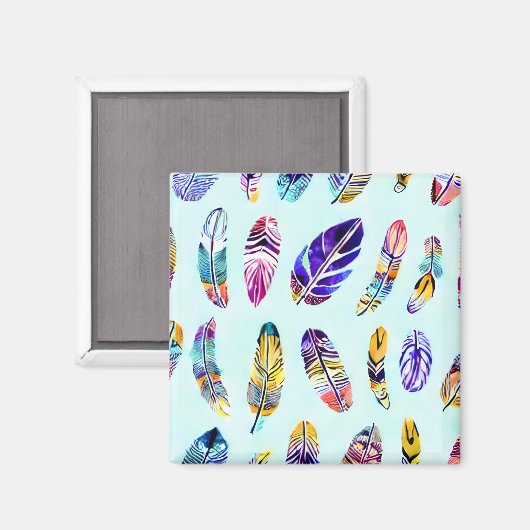 Colorful Feather Pattern Magneet (Voorkant / Achterkant)