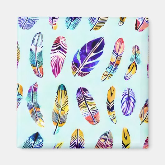 Colorful Feather Pattern Magneet (Voorkant)