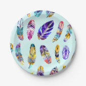 Colorful Feather Pattern Papieren Bordje (Voorkant)
