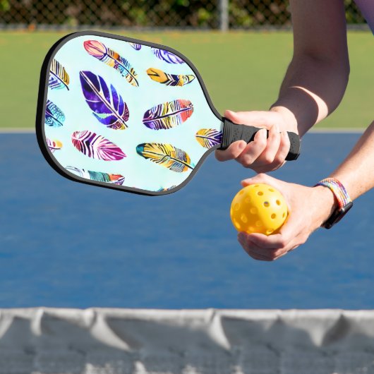 Colorful Feather Pattern Pickleball Paddle (Insitu)