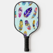 Colorful Feather Pattern Pickleball Paddle (Voorkant)