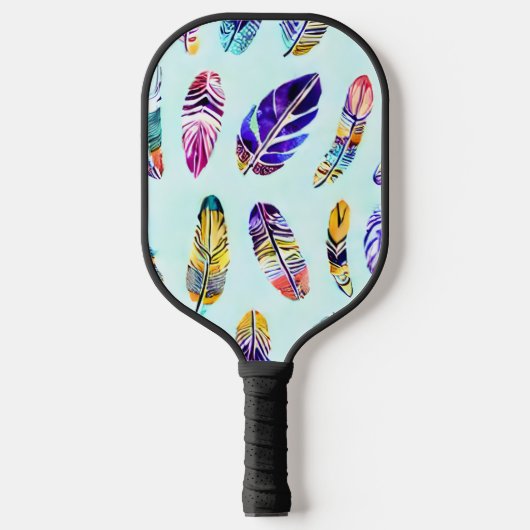 Colorful Feather Pattern Pickleball Paddle (Voorkant)