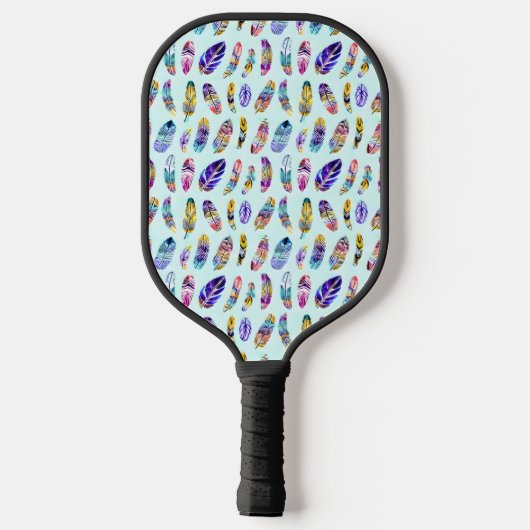 Colorful Feather Pattern Pickleball Paddle (Achterkant)