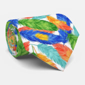 Colorful Feather Pattern — Seamless Watercolor Stropdas (Opgerold)