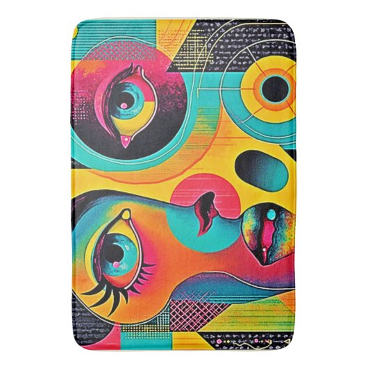 Colorful Feelings: Abstract Face Badmat (Voorkant Verticaal)