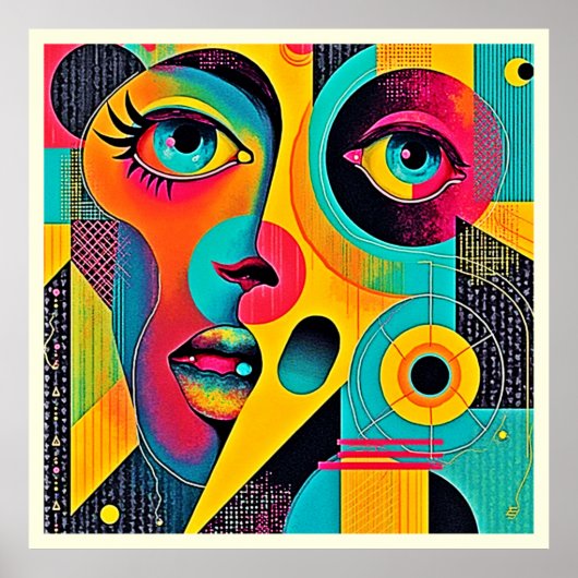 Colorful Feelings: Abstract Face Poster (Voorkant)