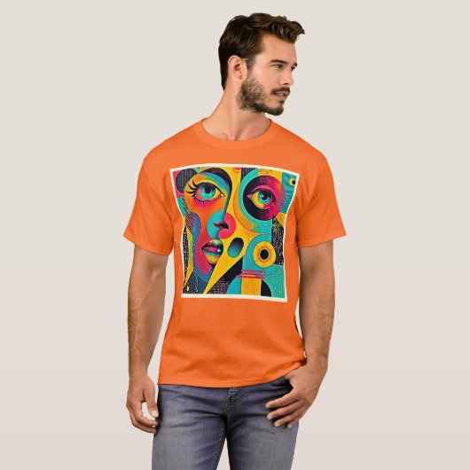 Colorful Feelings: Abstract Face T-shirt (Voorkant volledig)