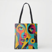 Colorful Feelings: Abstract Face Tote Bag (Voorkant)