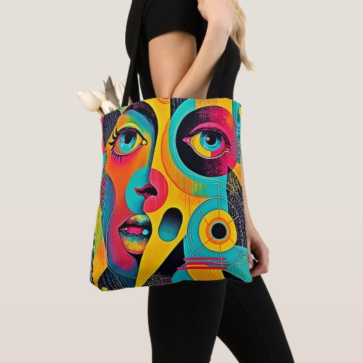 Colorful Feelings: Abstract Face Tote Bag (Dichtbij)