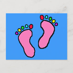 Colorful Feet Cartoon Briefkaart