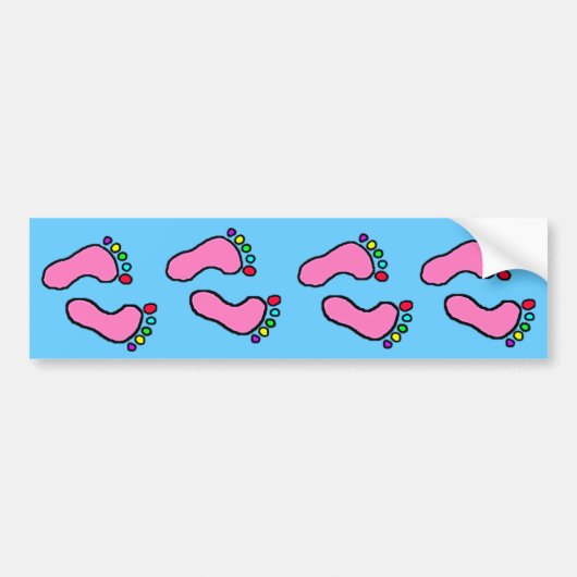 Colorful Feet Cartoon Bumpersticker (Voorkant)
