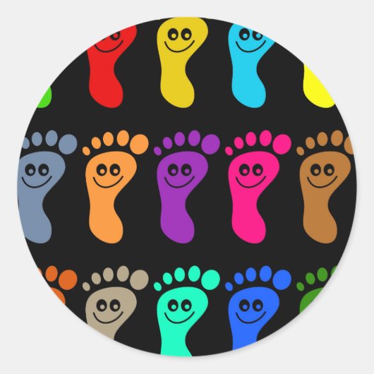 Colorful Feet Ronde Sticker (Voorkant)