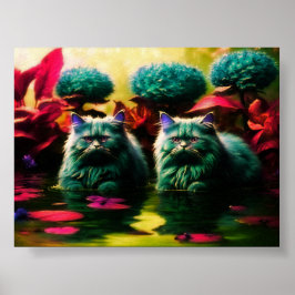 Colorful Feline Wall Art for Cat Lovers Poster