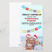 Colorful Feliz Navidad-fotokaart met banners Feestdagenkaart (Voorkant / Achterkant)