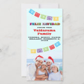 Colorful Feliz Navidad-fotokaart met banners Feestdagenkaart (Voorkant)
