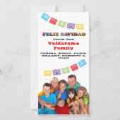 Colorful Feliz Navidad-fotokaart met banners Feestdagenkaart (Voorkant)