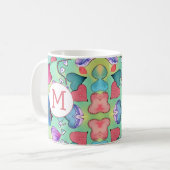Colorful Feminine Heart Pattern Creative Initiaal Koffiemok (Voorkant links)