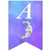 Colorful Festive Birthday Crescent Moon on Paars Vlaggetjes (Tweede vlag)