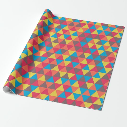 Colorful Festive Geometric Triangles Patroon | Cadeaupapier (Uitgerold)
