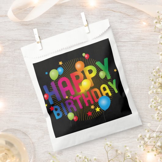 Colorful Festive Happy Birthday Bedankzakje (Geknipt)