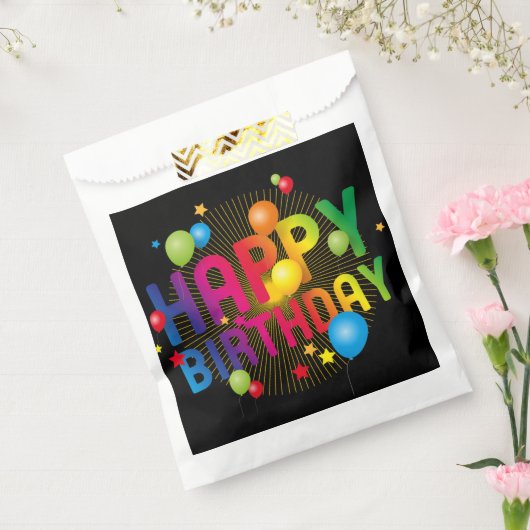 Colorful Festive Happy Birthday Bedankzakje (Gezegeld)