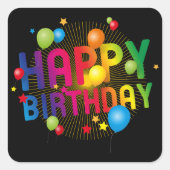 Colorful Festive Happy Birthday Vierkante Sticker (Voorkant)