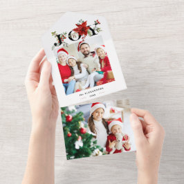 Colorful Festive Joy w/Poinsettias en Berries All In One Uitnodiging