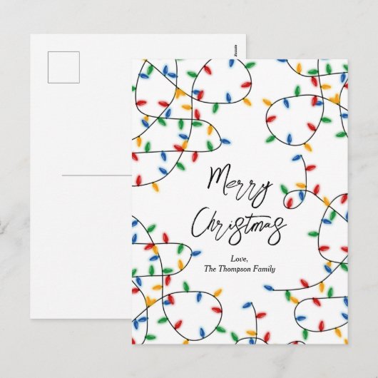 Colorful Festive kerstlampje Feestdagenkaart (Voorkant / Achterkant)