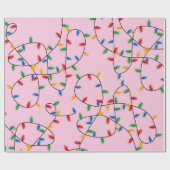 Colorful Festive kerstlampje roze Cadeaupapier (Vlak)