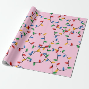 Colorful Festive kerstlampje roze Cadeaupapier