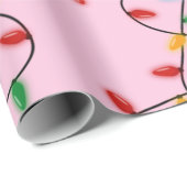 Colorful Festive kerstlampje roze Cadeaupapier (Rol Hoek)