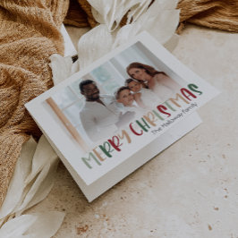 Colorful Festive Kerstmis met flauw foto Feestdagen Kaart