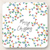 Colorful Festive Merry-kerstlampje Bier Onderzetter (Voorkant)