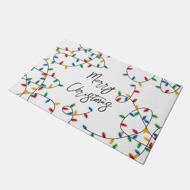 Colorful Festive Merry-kerstlampje Deurmat (Schuin)