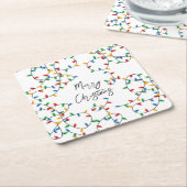 Colorful Festive Merry-kerstlampje Kartonnen Onderzetters (Schuin)