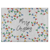 Colorful Festive Merry-kerstlampje Snijplank (Voorkant)